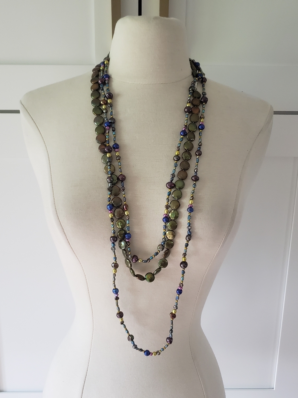 925 Sterling Silver Multi Strand Beaded Necklace Boho Layering